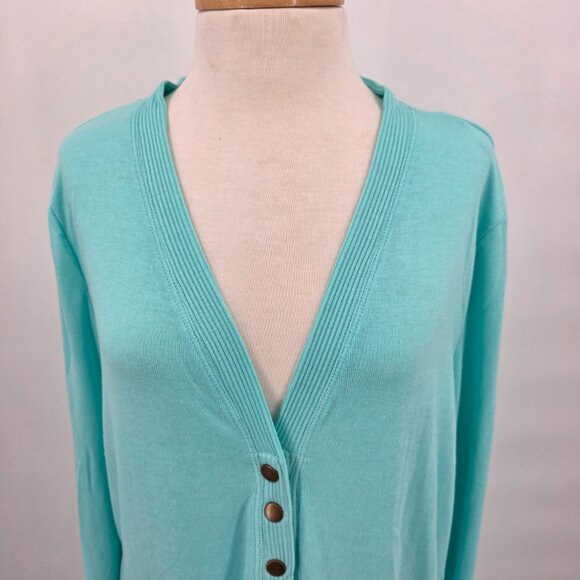ZENANA Mint Blue Thigh Length Cardigan Sweater XL NWT - Picture 5 of 10